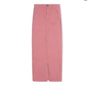Pink Stretch Maxi Skirt-Front Slit